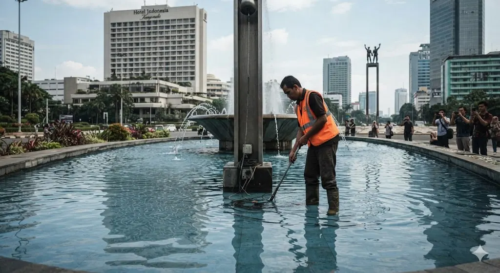 Bukan Warga Iseng, Ini Alasan Asli Pria Berenang di Air Mancur Bundaran HI yang Bikin Heboh