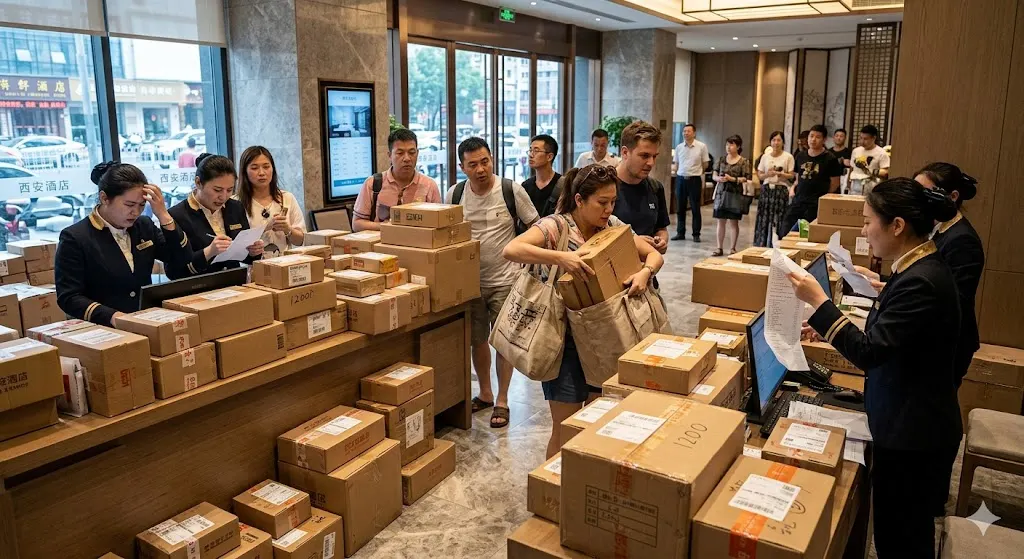 Resepsionis Kewalahan! Rombongan Turis Malaysia Borong 1.200 Paket E-Commerce ke Hotel di China